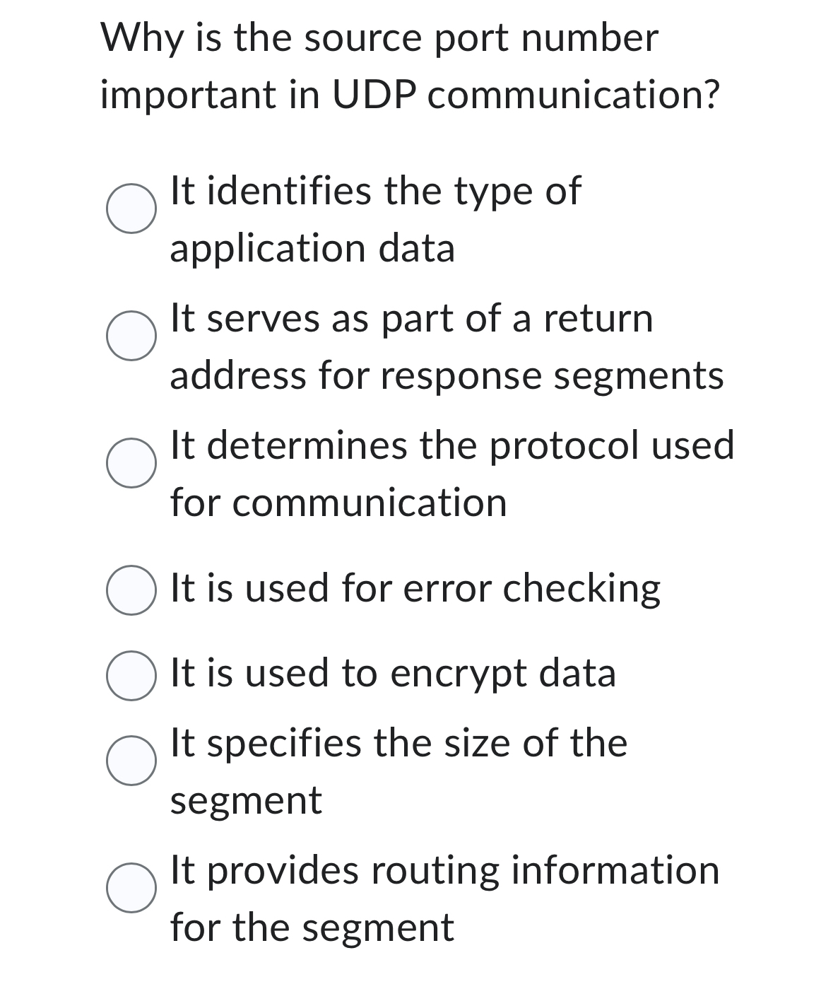 Why is the source port number important in UDP