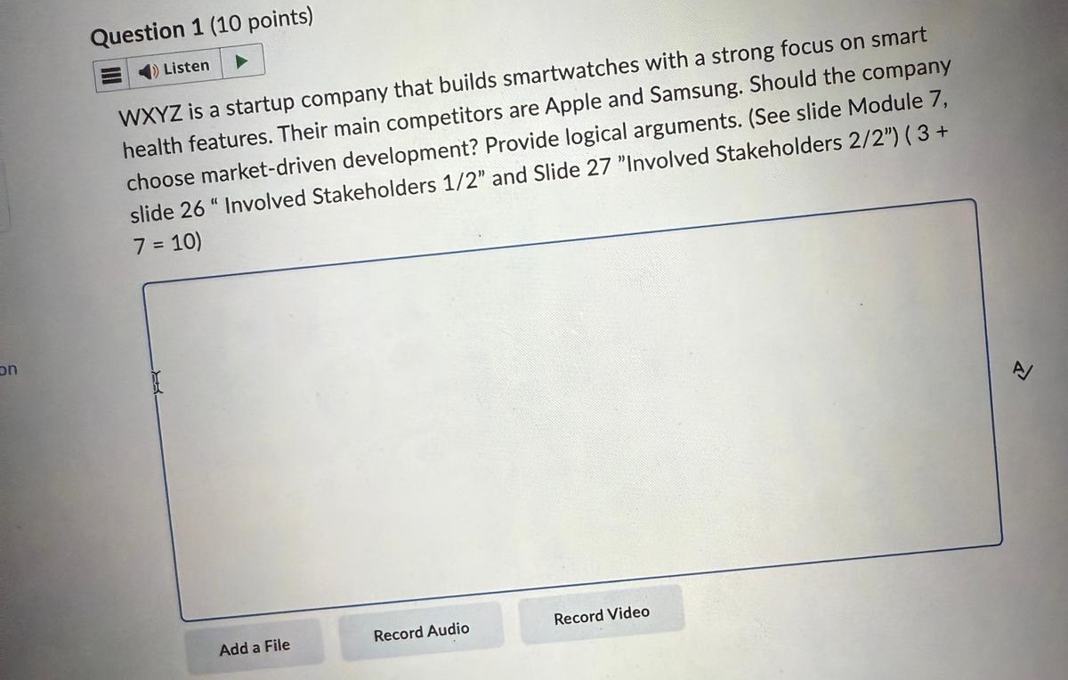 Question 1 ( 1 0 points ) Listen WXYZ is a