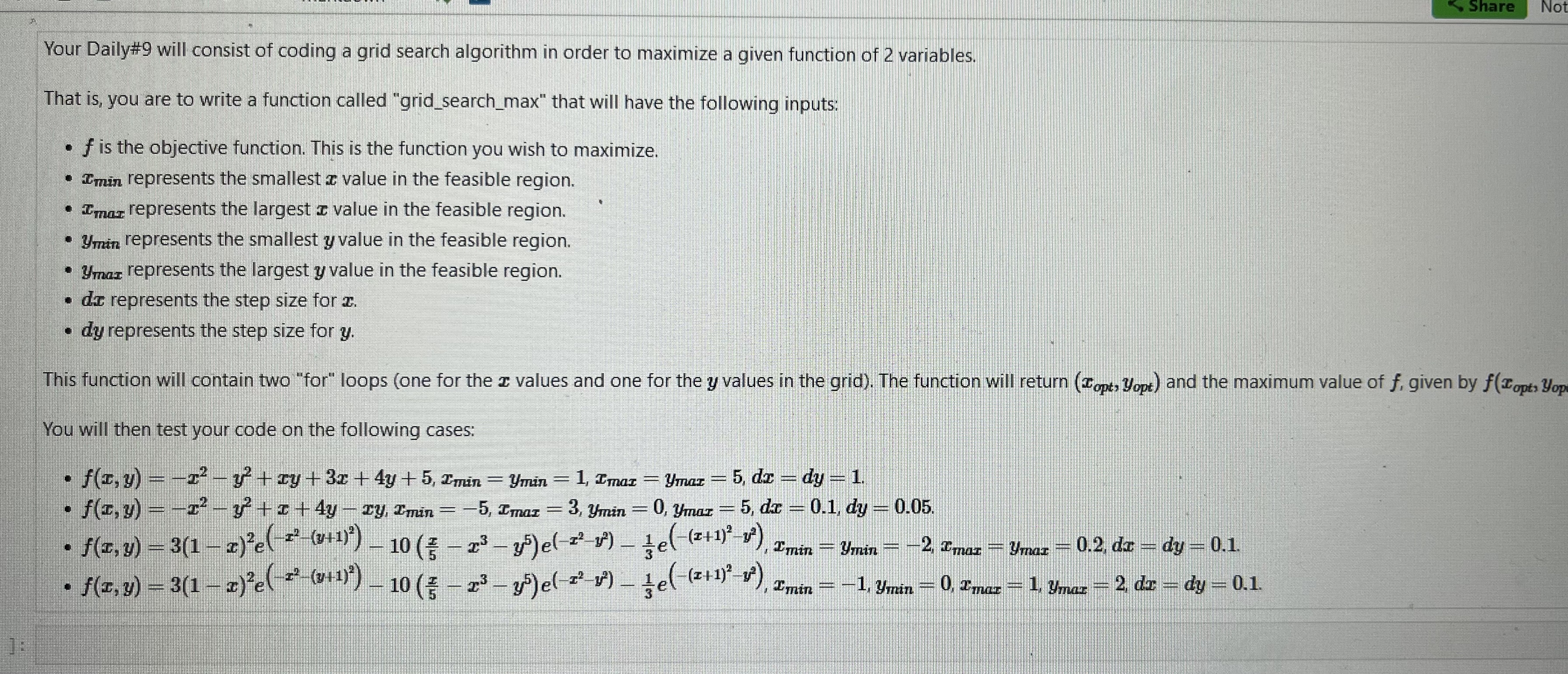Share Not Your Daily# 9 will consist of coding a