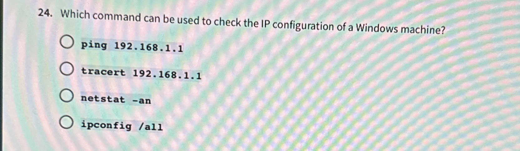 Which command can be used to check the IP