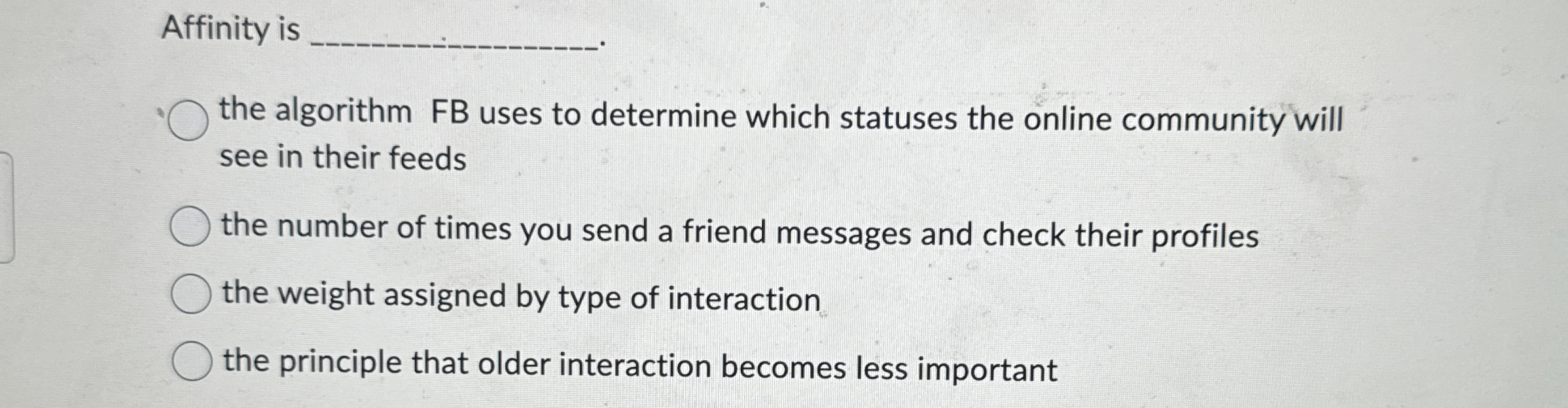 Affinity is the algorithm FB uses to determine