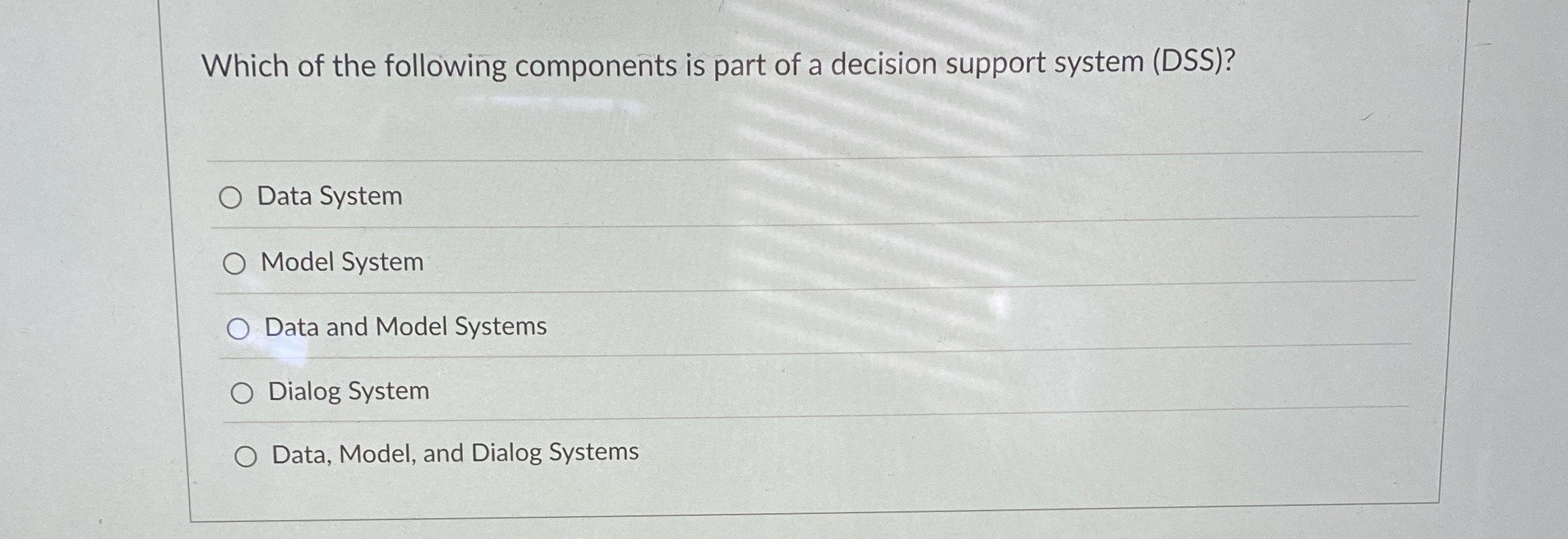 Which of the following components is part of a