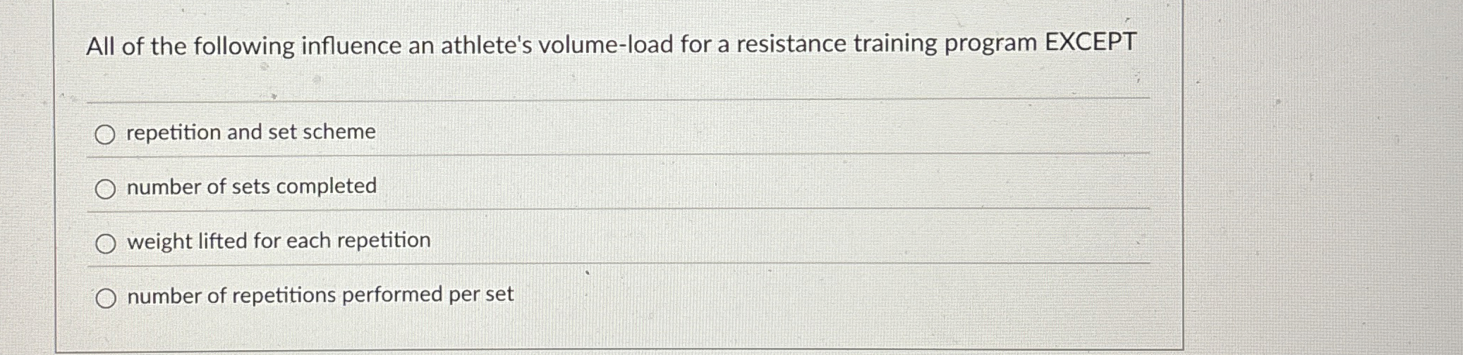 All of the following influence an athlete's