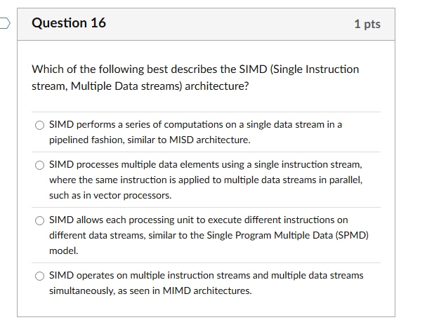 Question 1 6 Which of the following best