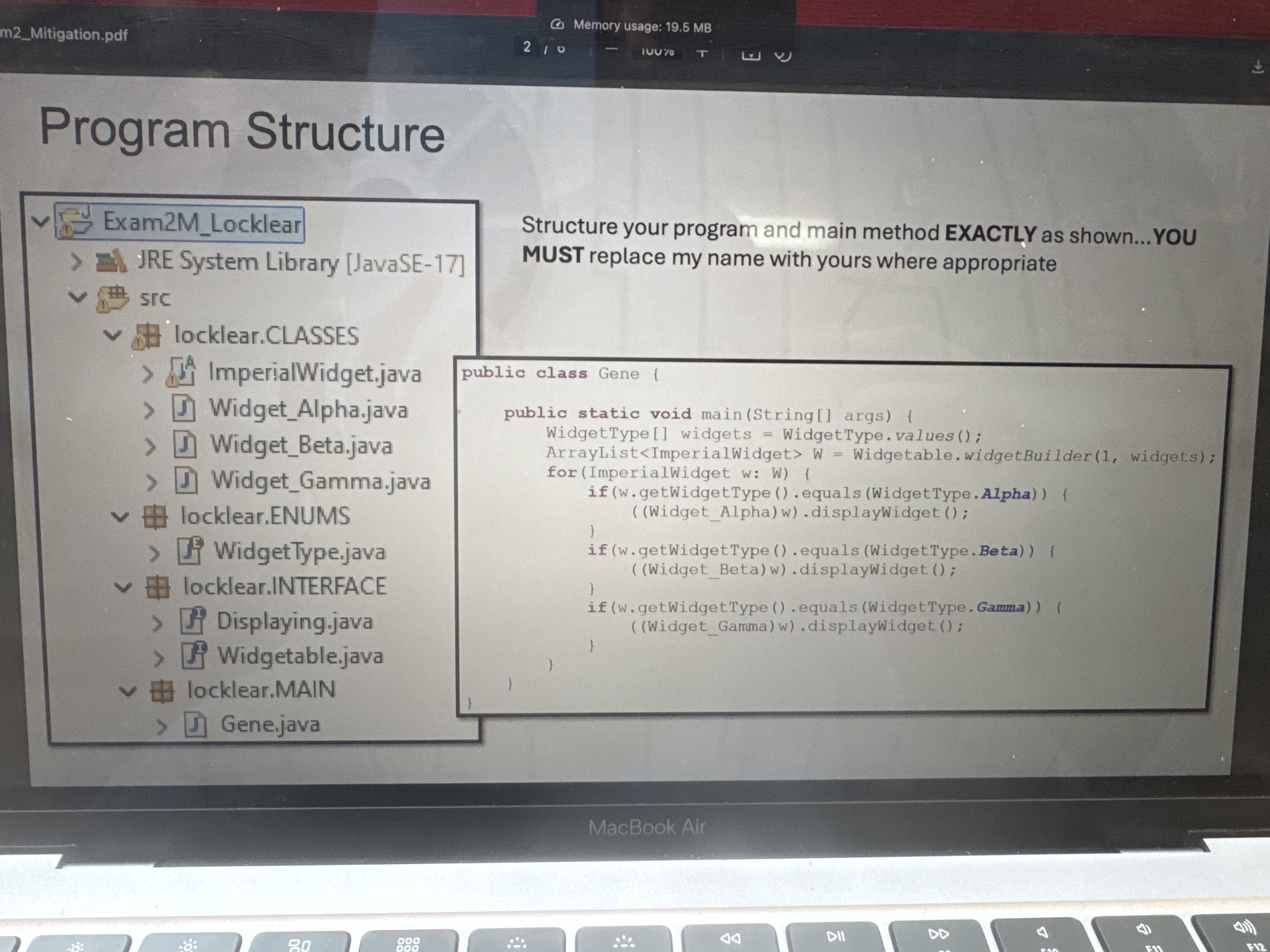 . Program Structure Exam 2 M _ Locklear > IA JRE