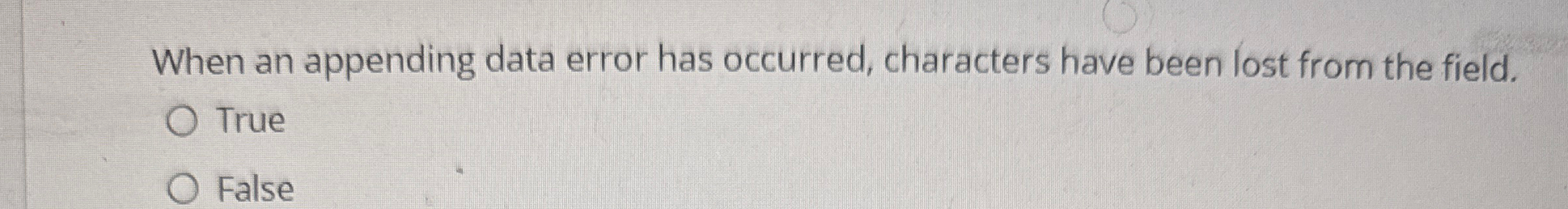 When an appending data error has occurred,