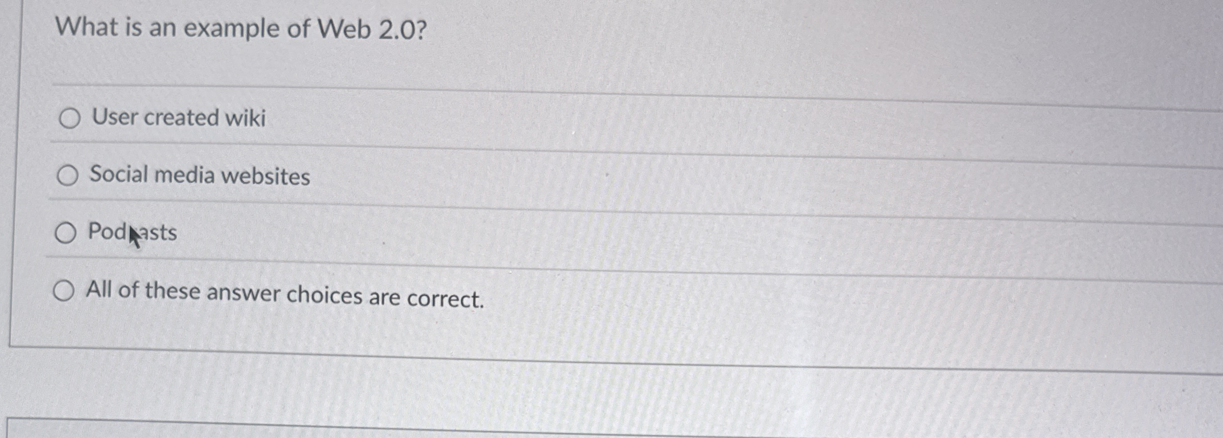 What is an example of Web 2 . 0 ? User created