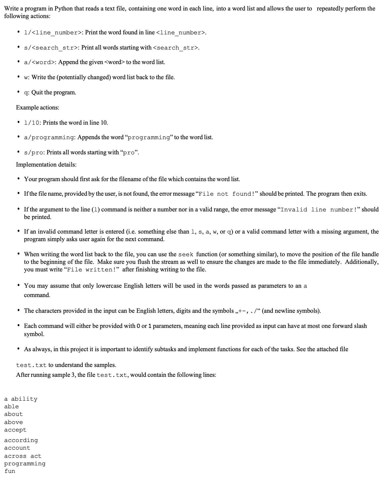 Write a program in Python that reads a text file,