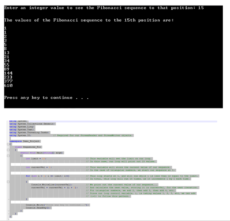 Your Program C# The Fibonacci sequence is a