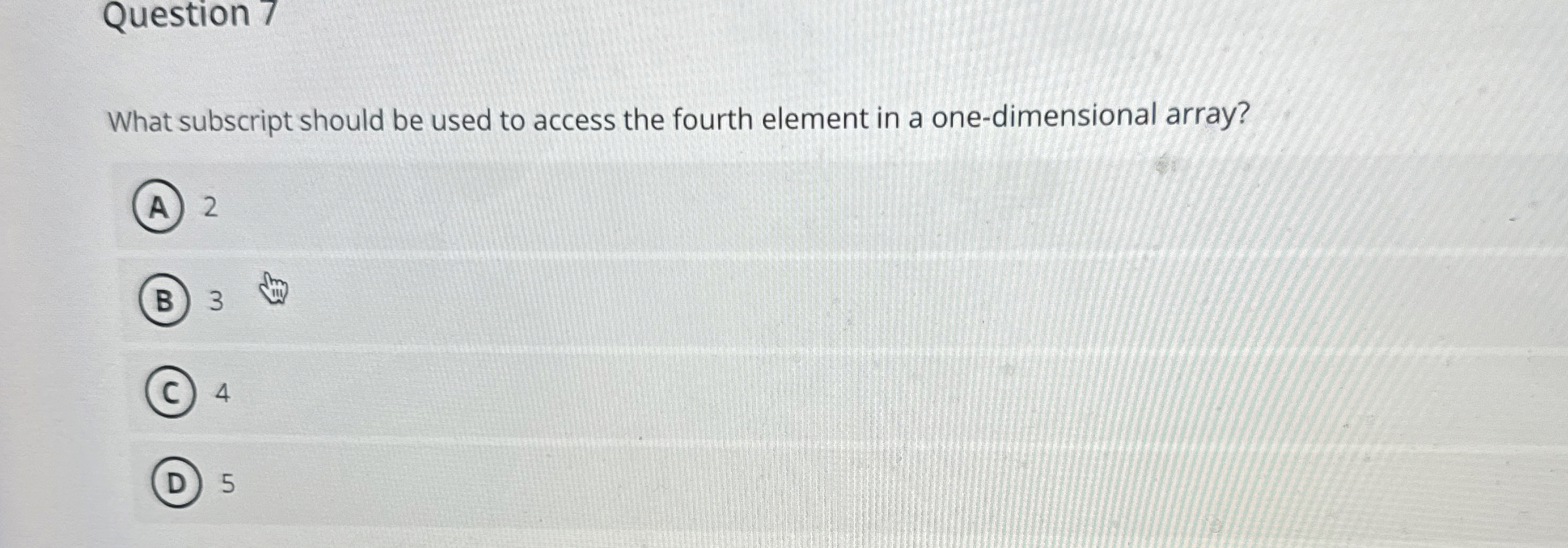 Question 7 What subscript should be used to