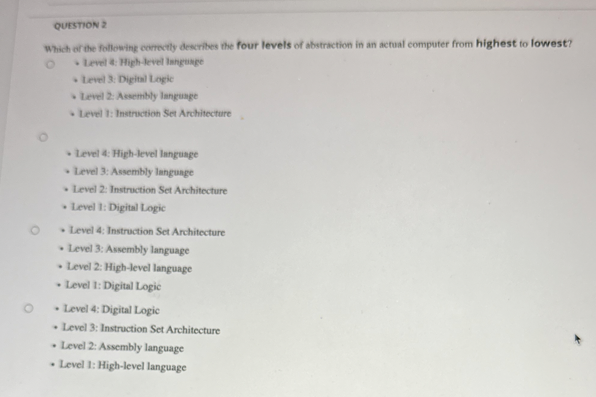 QUESTION 2 Which of the followitig correctly