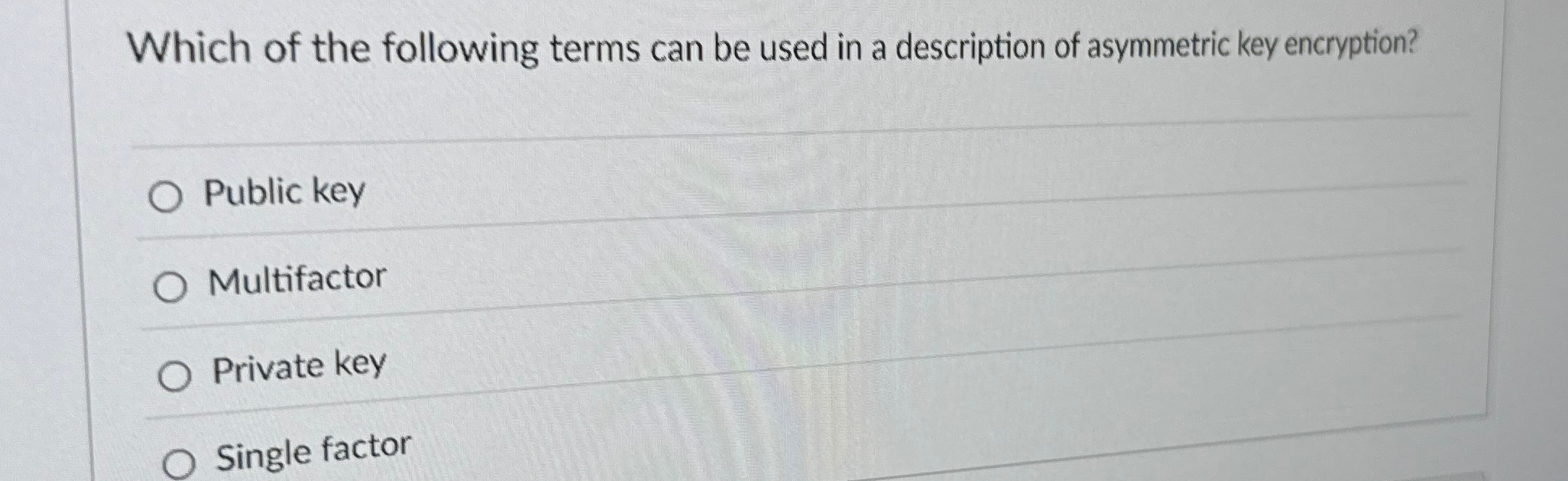 Which of the following terms can be used in a