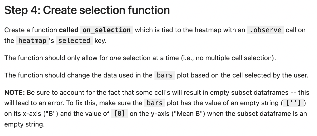 Create selection function Create a function