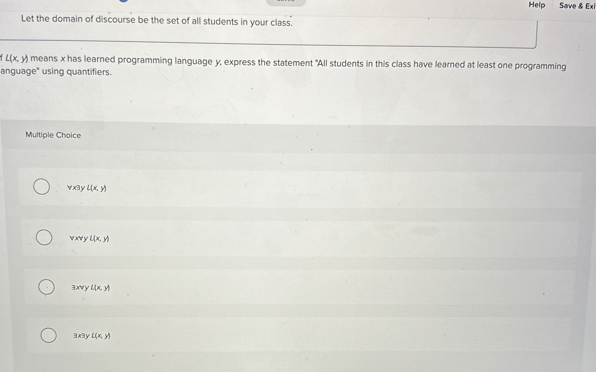 Let the domain of discourse be the set of all