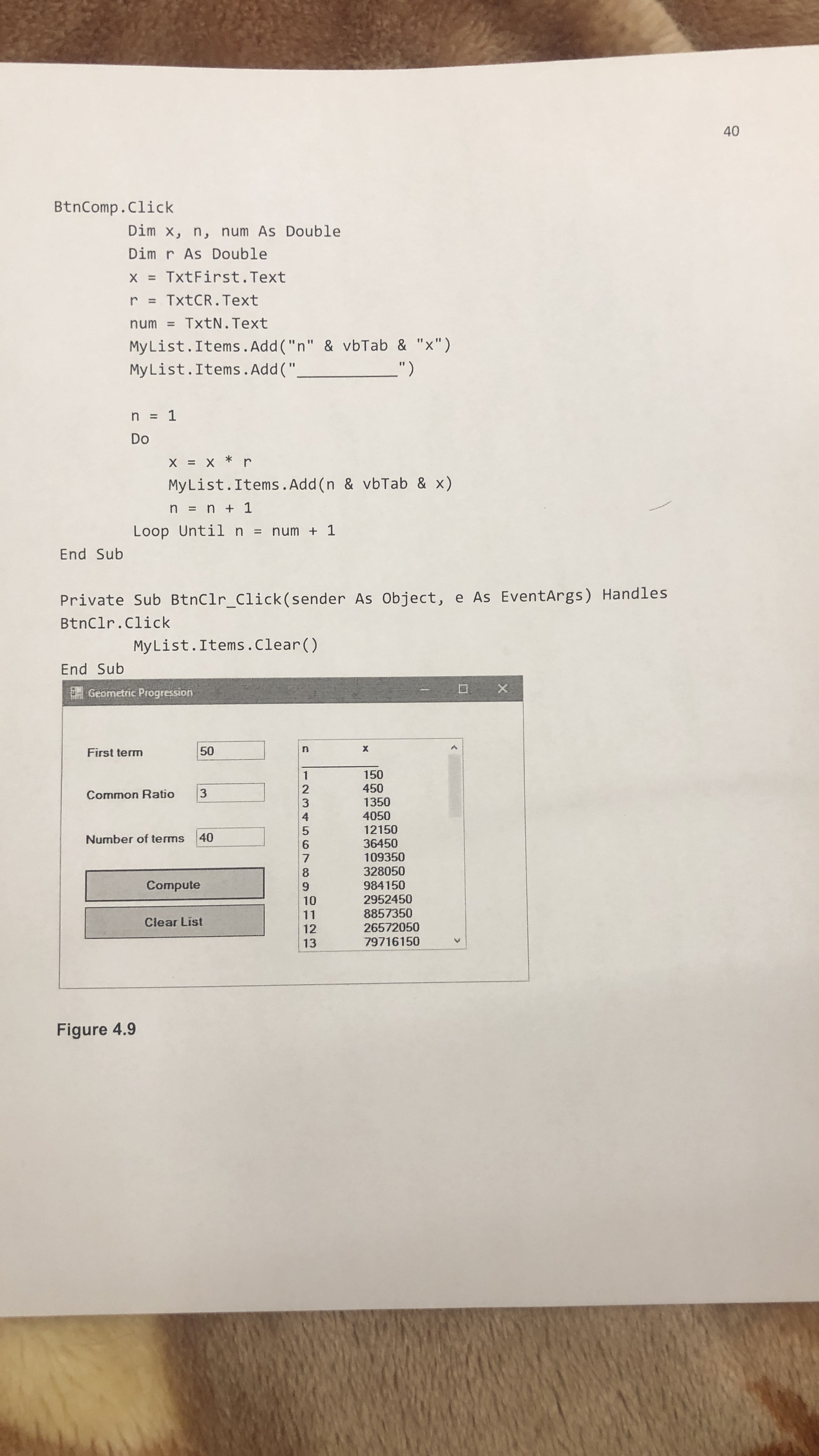 4 0 End Sub Private Sub BtnClr _ Click ( sender