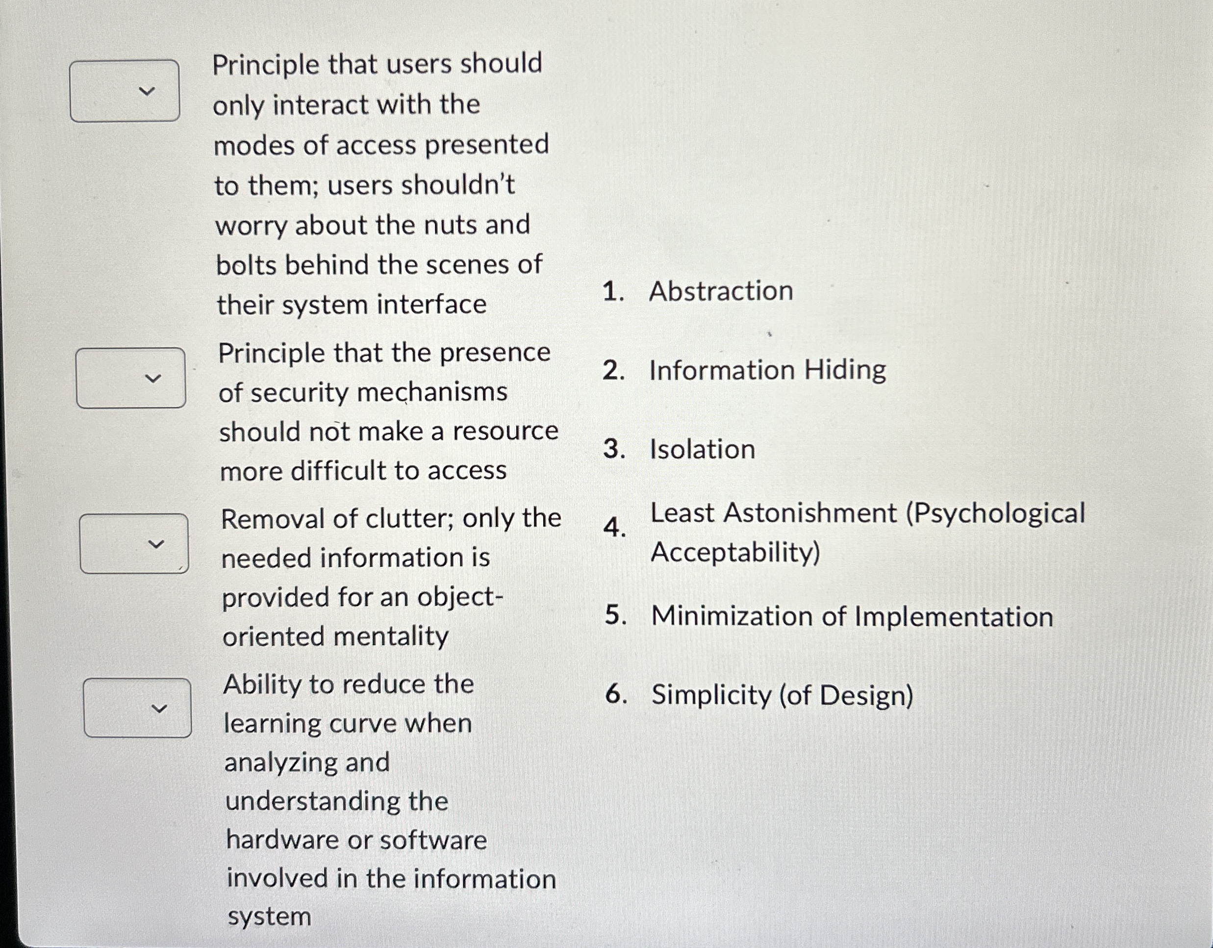 Principle that users should only interact with