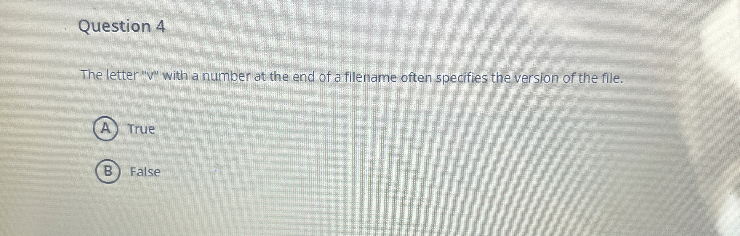 Question 4 The letter " v " with a number at the