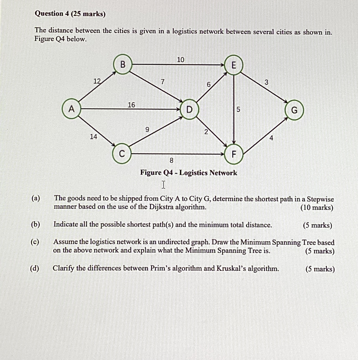 Question 4 ( 2 5 marks ) The distance between the