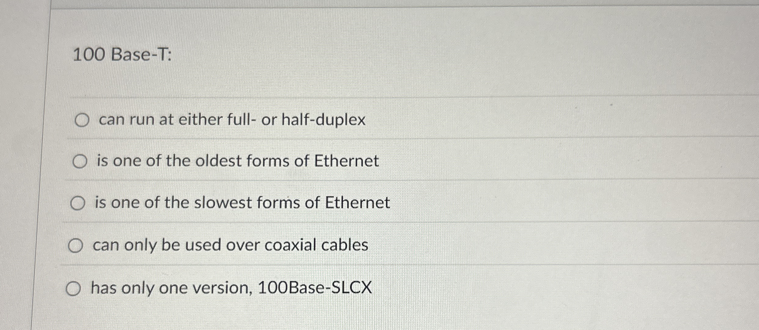 1 0 0 Base - T: can run at either full - or half