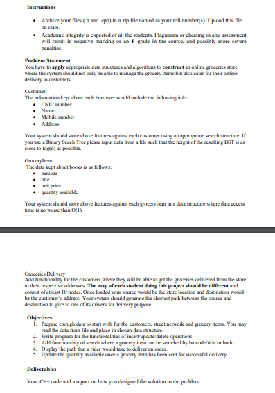 Instructions - Archive your files ( . h and . cpp