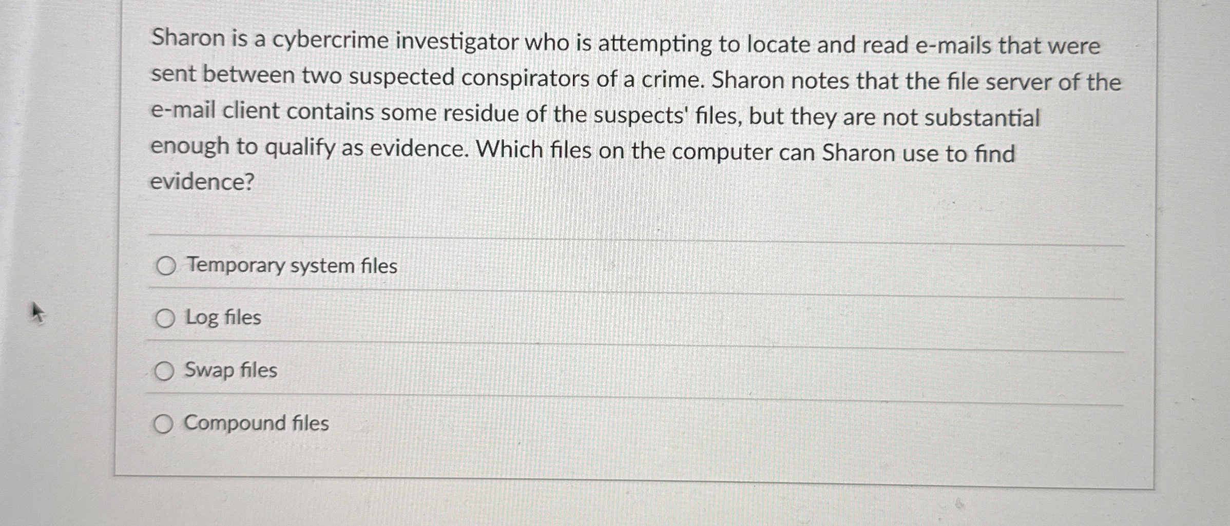 Sharon is a cybercrime investigator who is