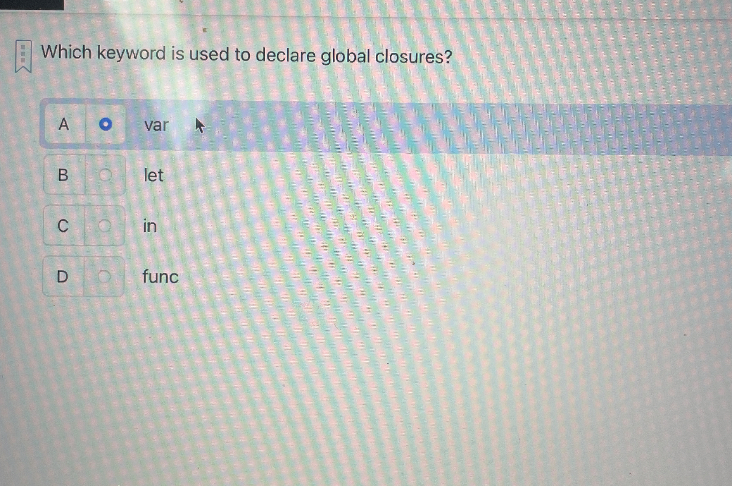 Which keyword is used to declare global closures?