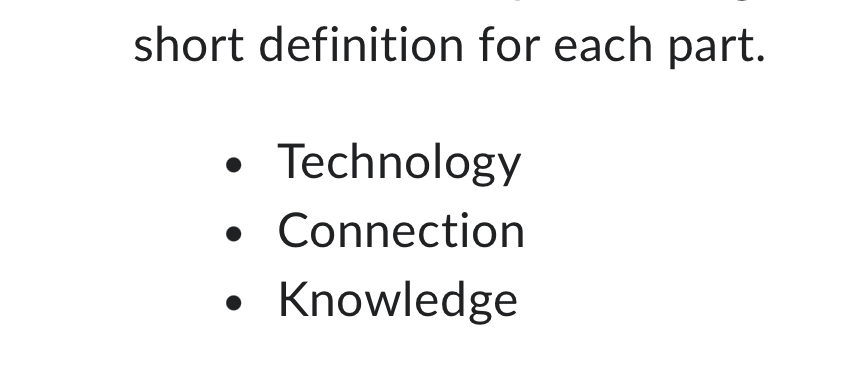 short definition for each part. Technology