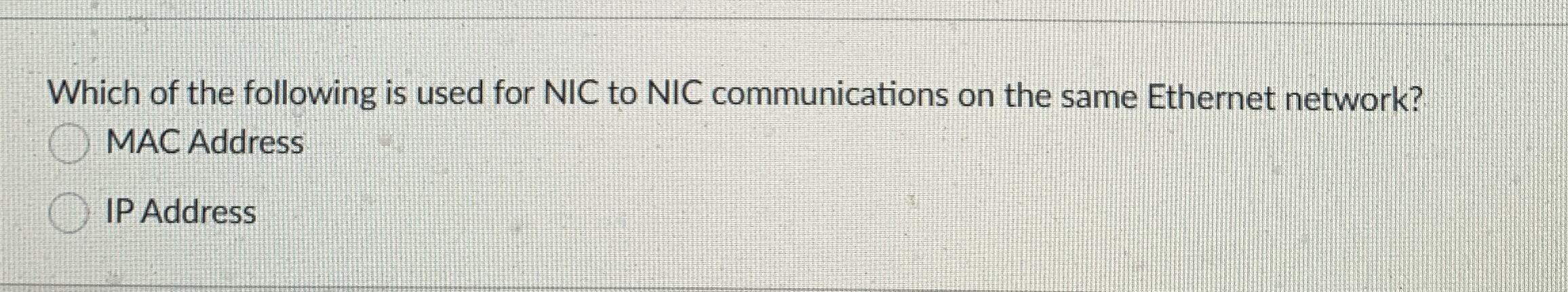 Which of the following is used for NIC to NIC