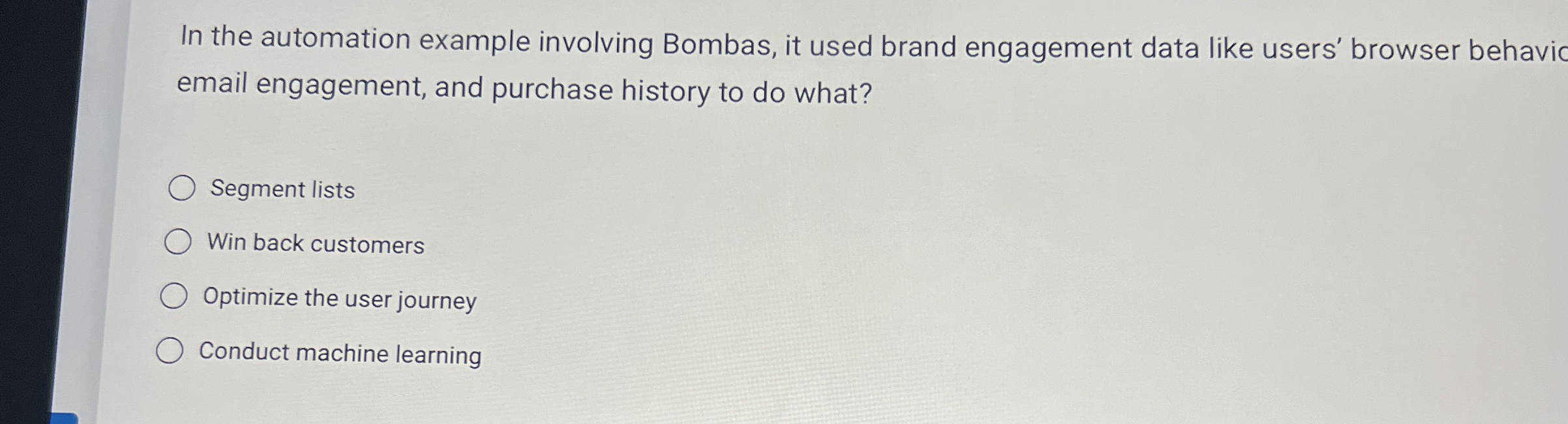 In the automation example involving Bombas, it