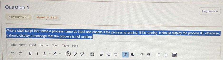 Write a shell script that takes a process name as