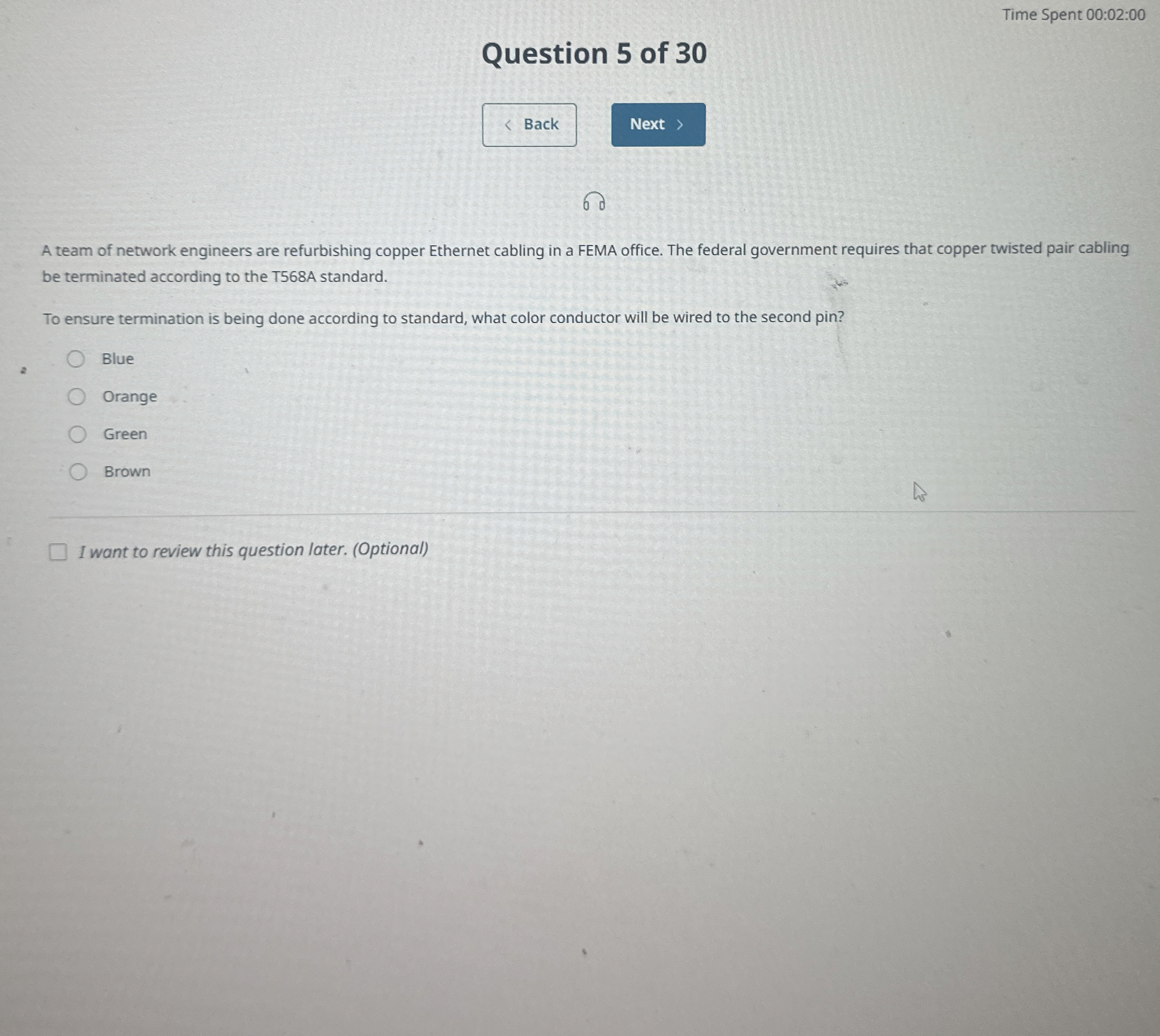 Time Spent 0 0 : 0 2 : 0 0 Question 5 of 3 0 A