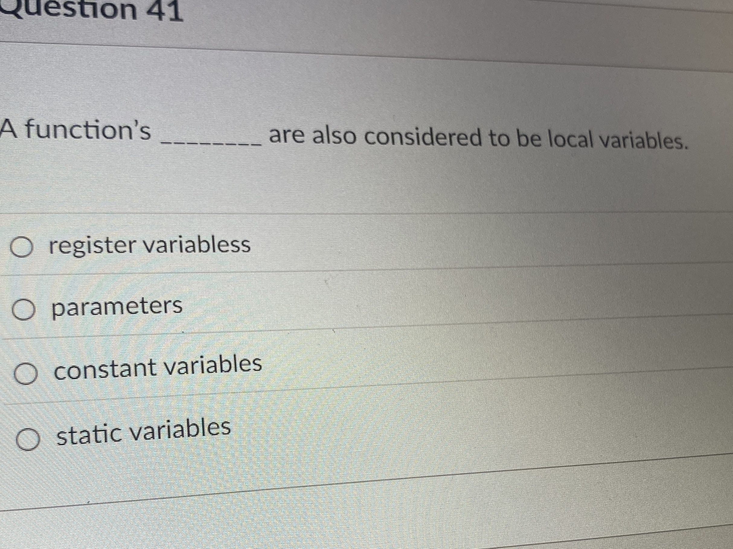 A function's are also considered to be local