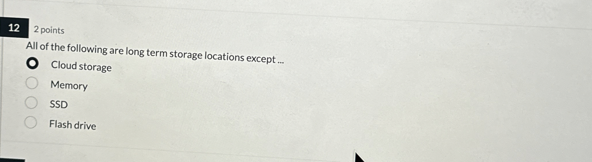 1 2 2 points All of the following are long term