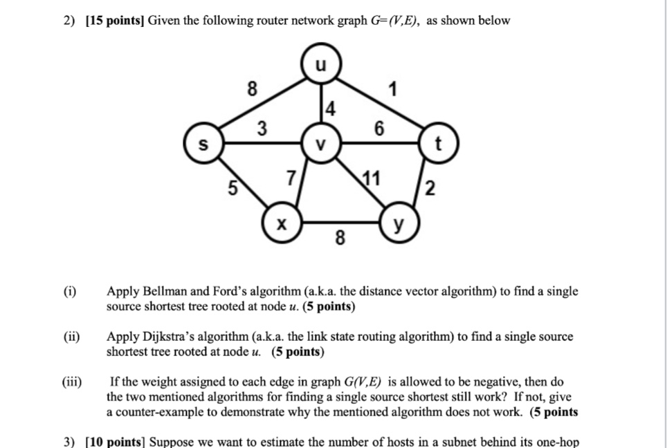 2 ) [ 1 5 points ] Given the following router