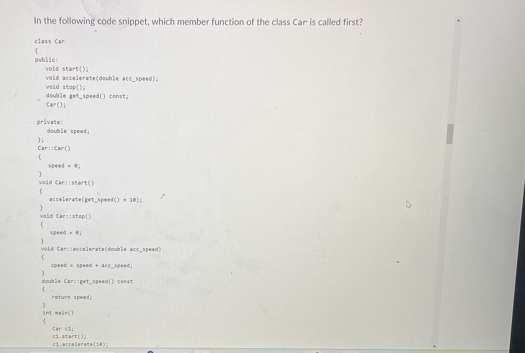 In the following code snippet, which member