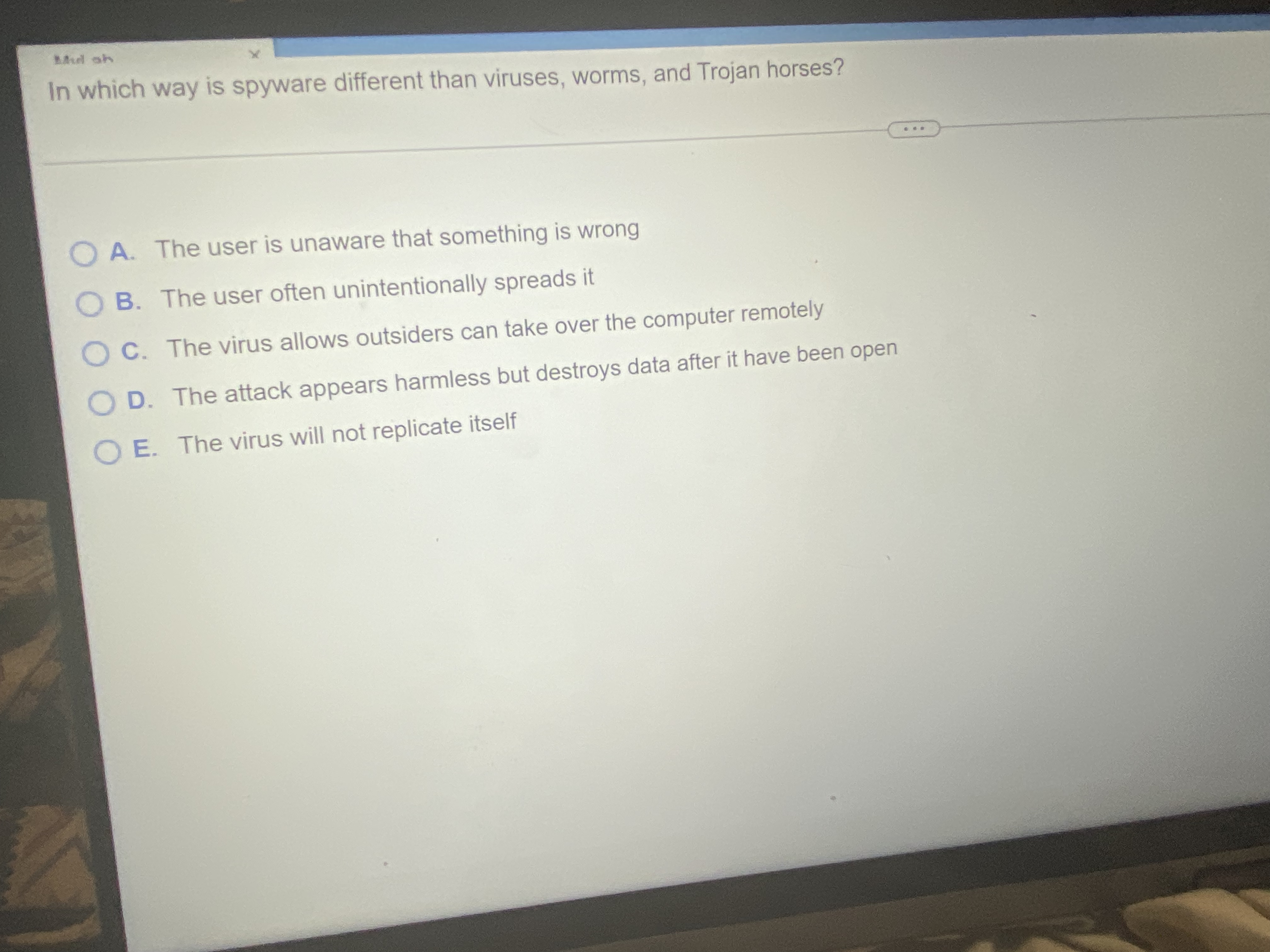 Atal ab In which way is spyware different than