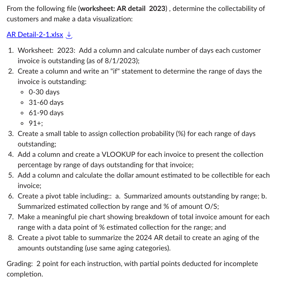 From the following file ( worksheet: AR detail 2