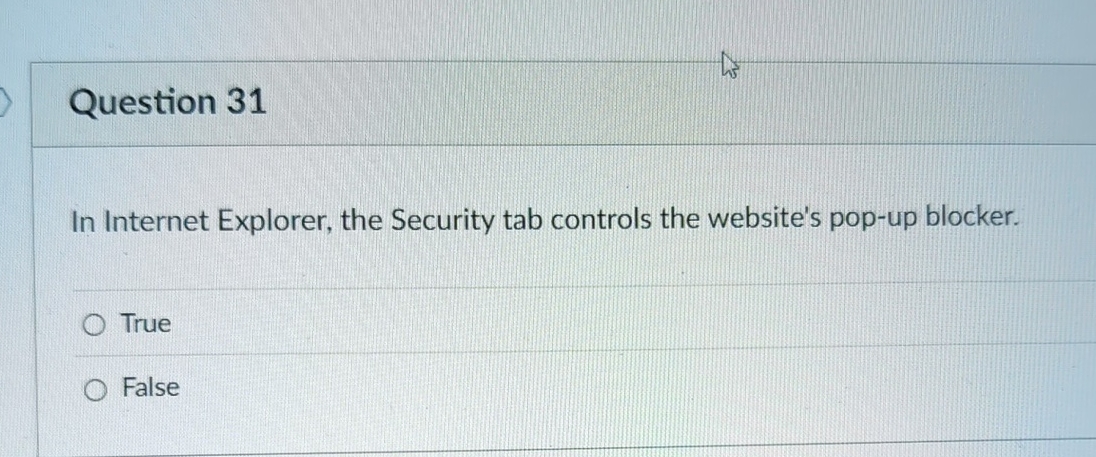 Question 3 1 In Internet Explorer, the Security
