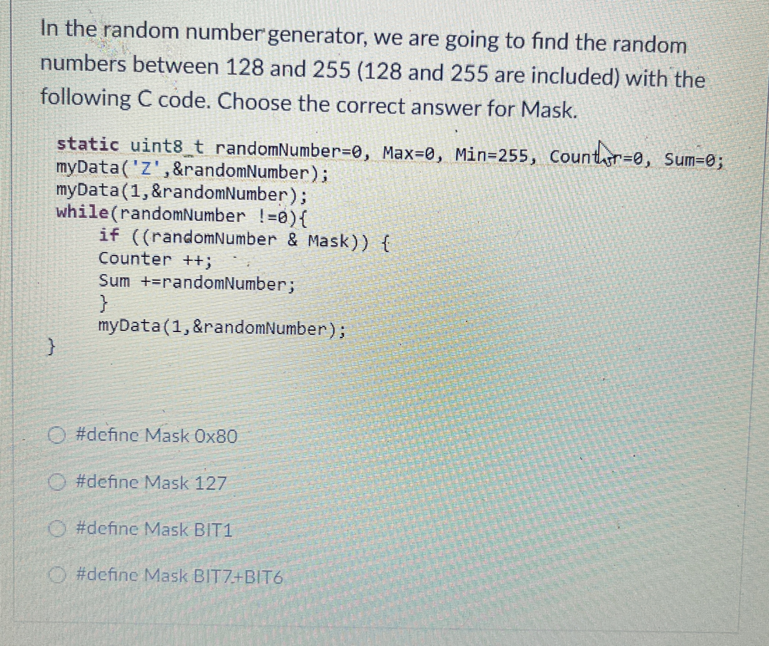 In the random number generator, we are going to