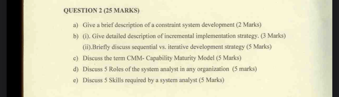 QUESTION 2 ( 2 5 MARKS ) a ) Give a brief