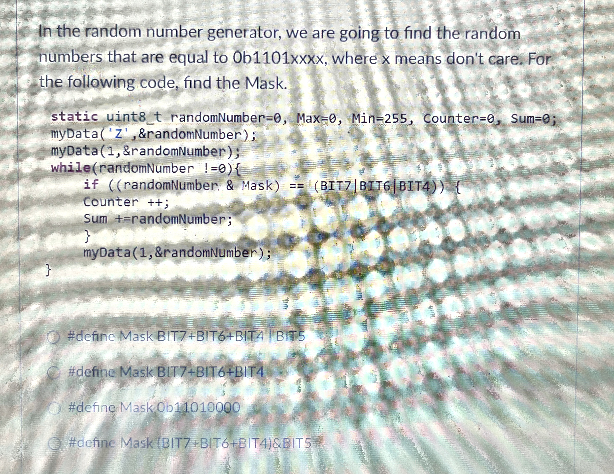 In the random number generator, we are going to