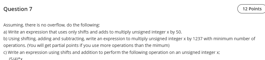 Question 7 1 2 Points Assuming, there is no