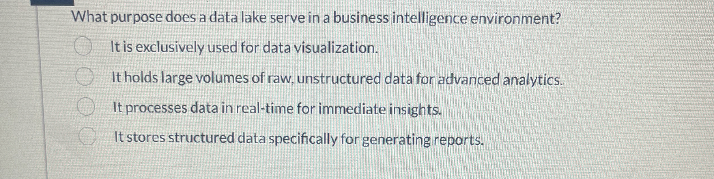 What purpose does a data lake serve in a business