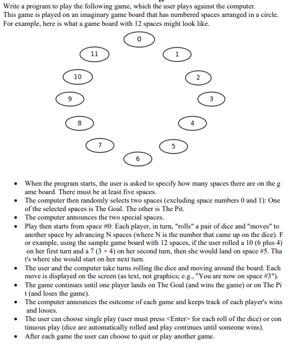 Write a C + + program to play the following game,