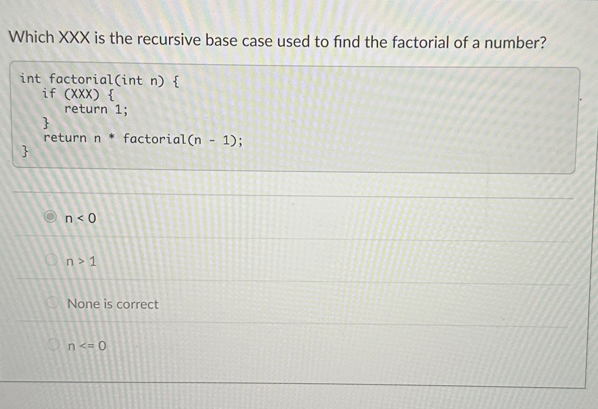 Which XXX is the recursive base case used to find