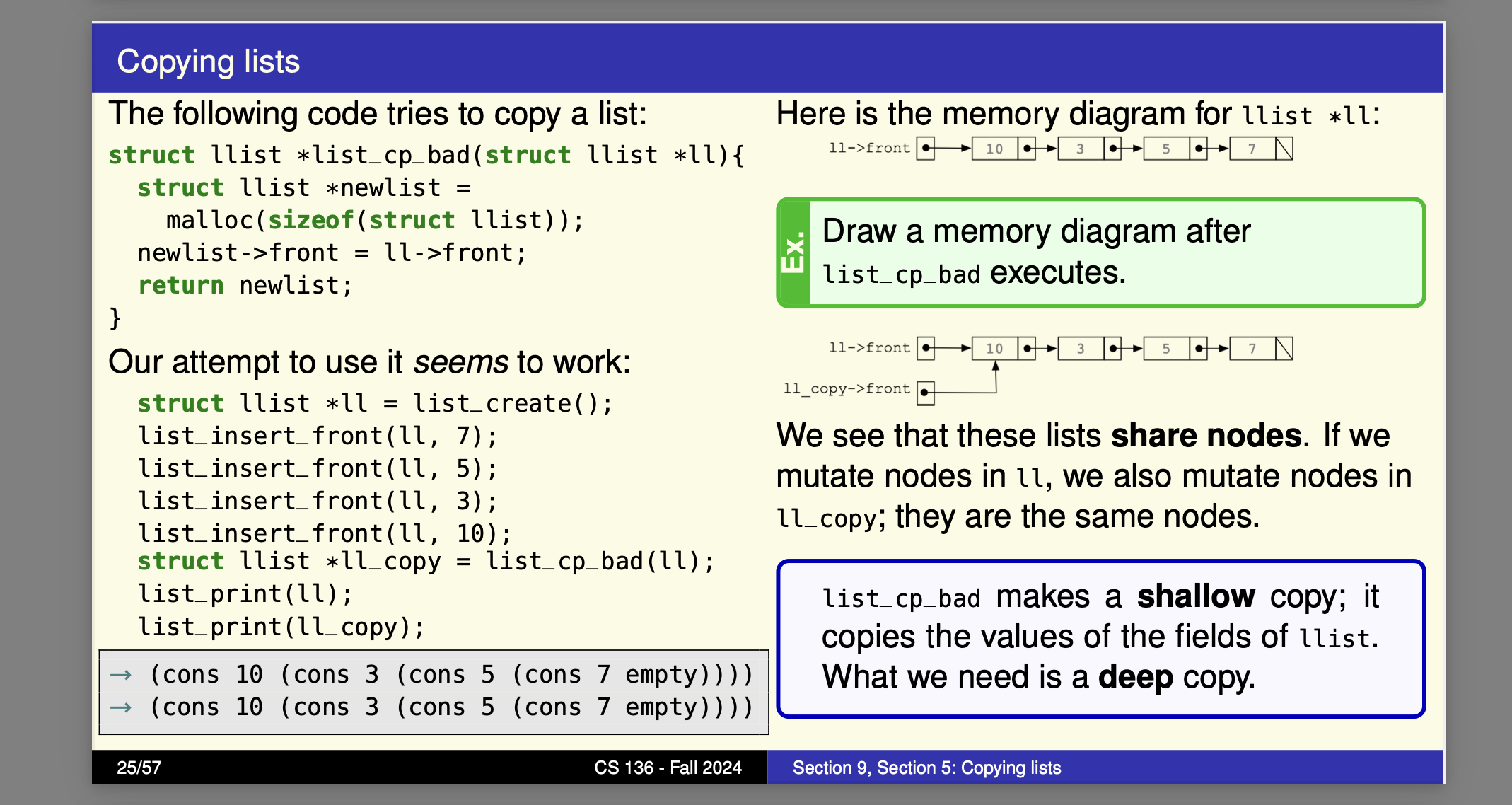 Make a memory diagram. Copying lists ` ` ` The