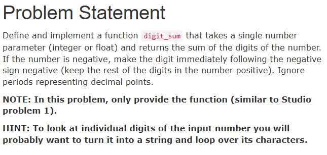 Problem Statement Define and implement a function