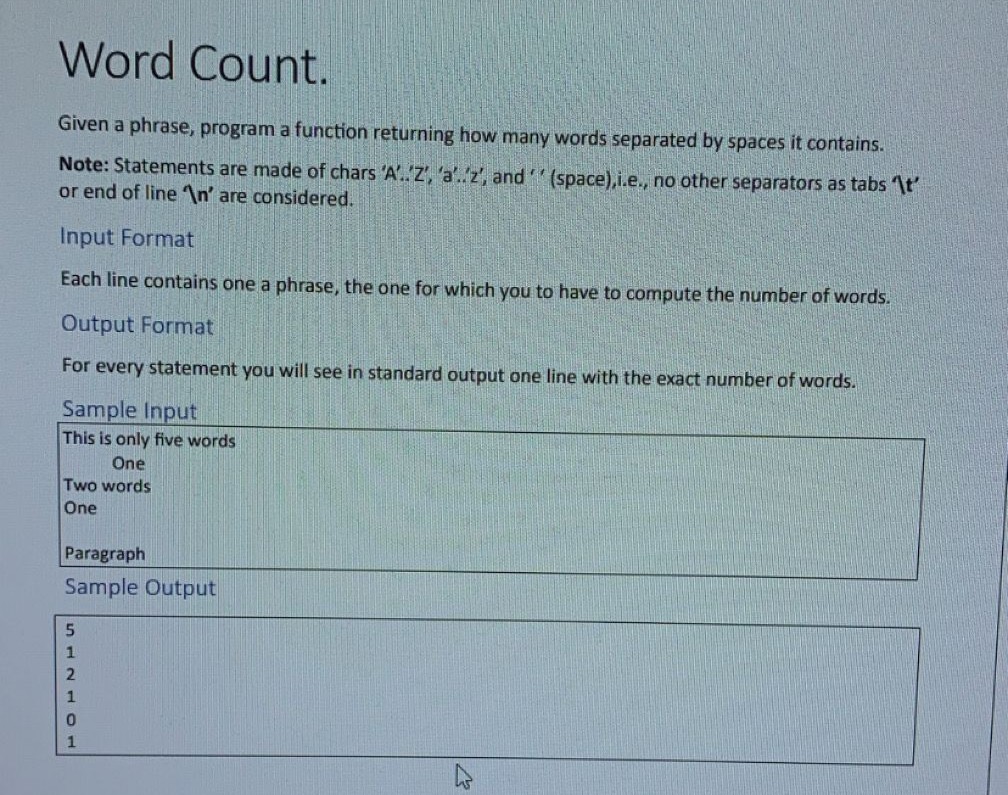 Word Count solve in scala Given a phrase, program