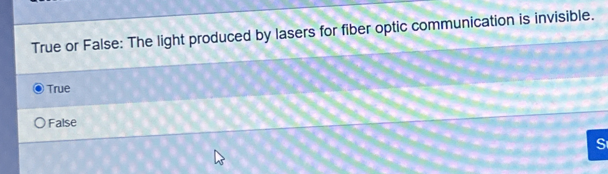 True or False: The light produced by lasers for