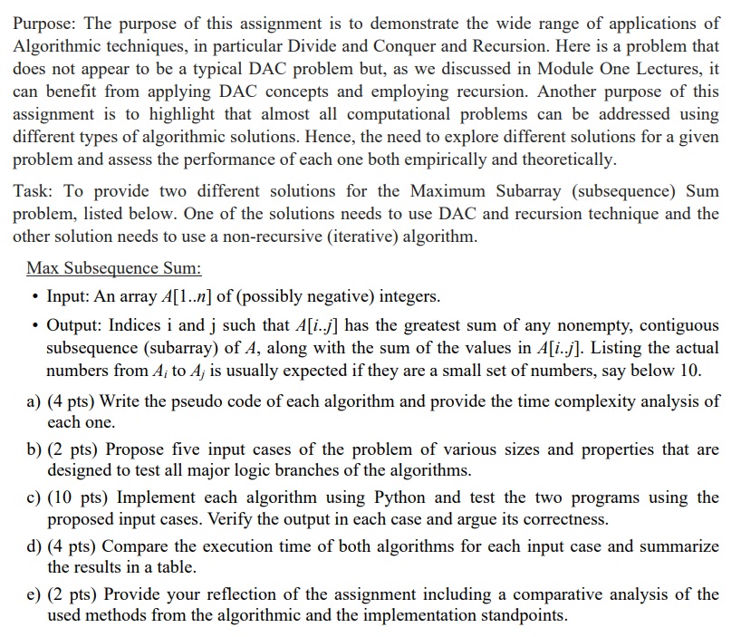 Purpose: The purpose of this assignment is to